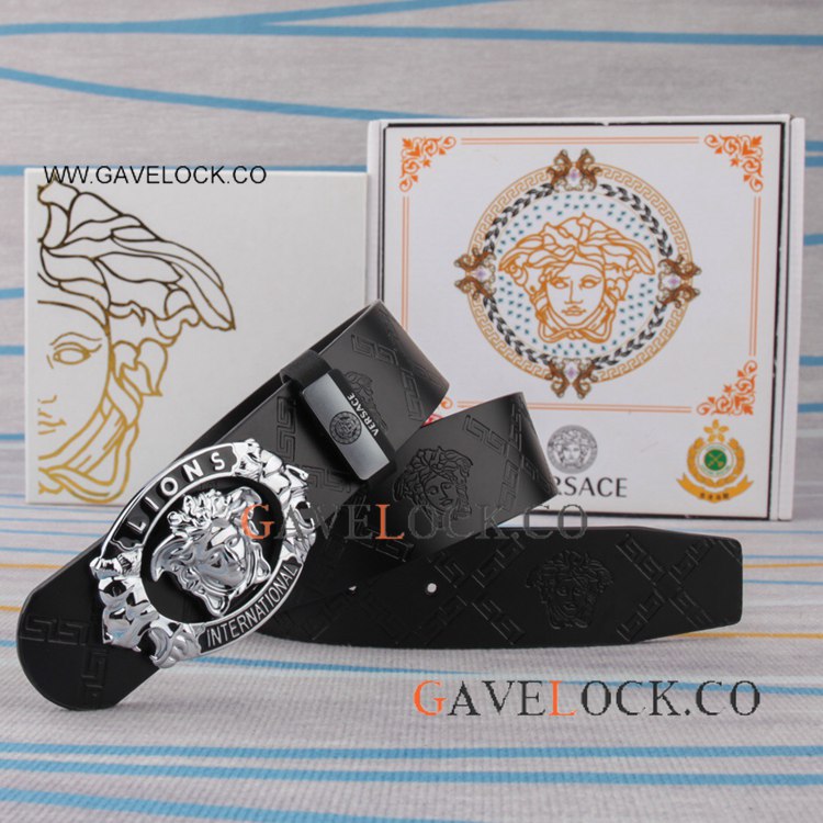 Versace Logo Belt New Medusa Head Belt Silver